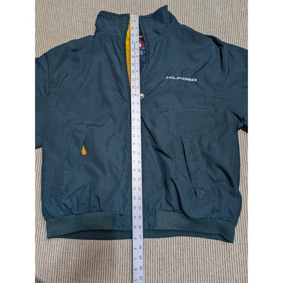 Vintage Tommy Hilfiger Windbreaker Jacket Large Green Yellow Fleece - Picture 10 of 16
